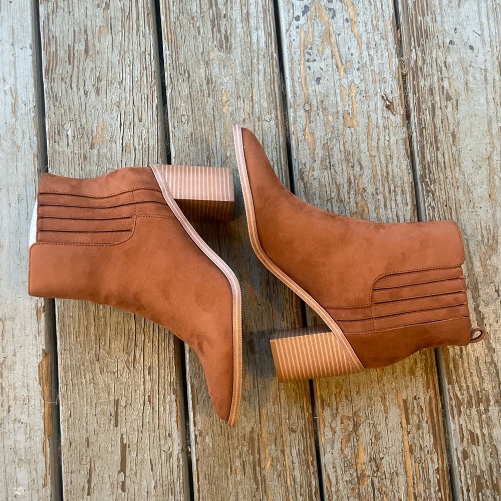 Coutgo Women’s Ankle Boots, pointy toe chunky heel Size 11